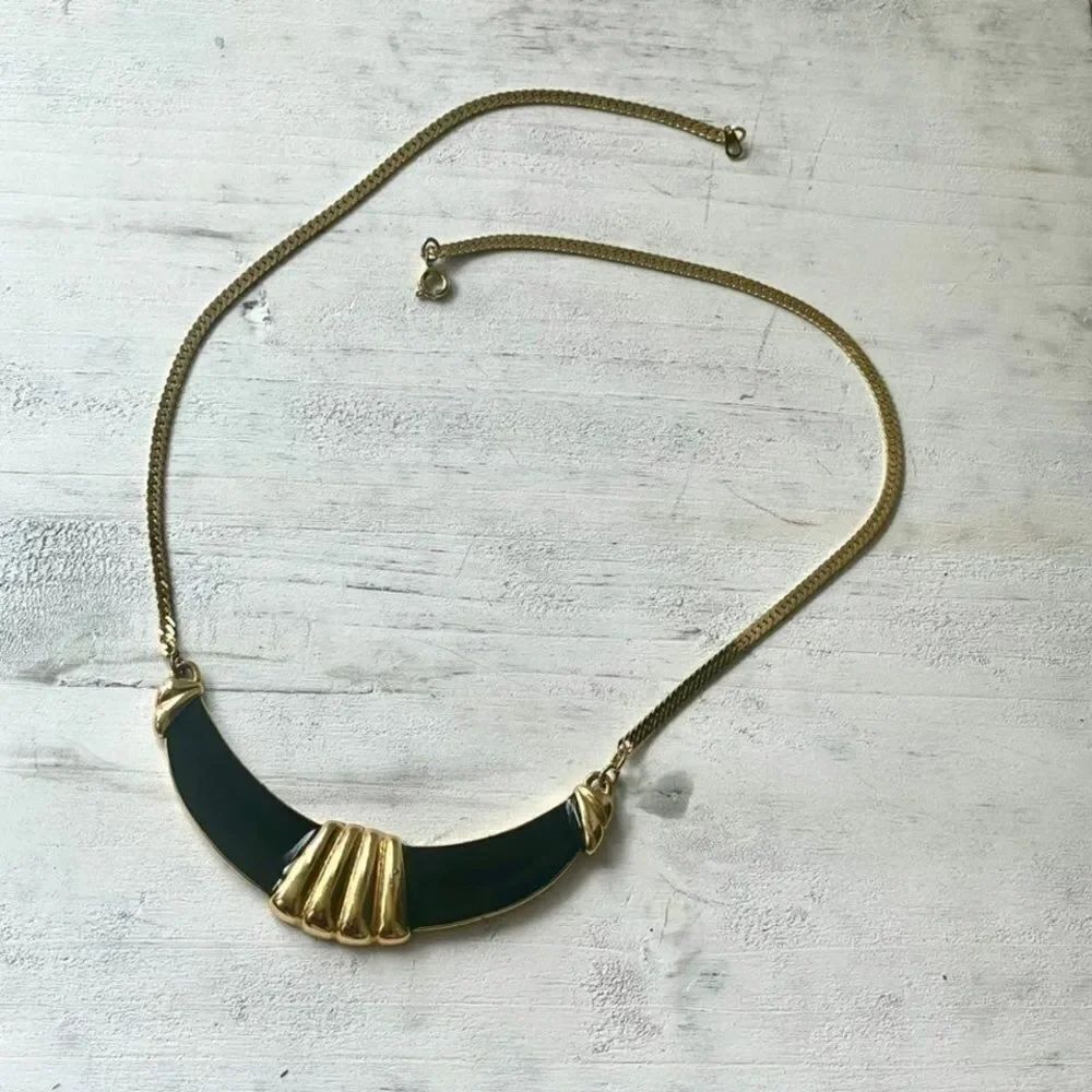 BlackΒ enamel andβgoldβtoneβnecklace
